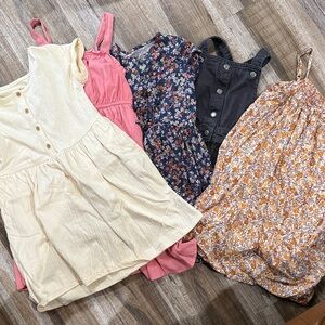 Floral and Solid Kids Dress Set Size 8